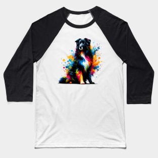 Croatian Sheepdog in Artistic Colorful Splash Style Baseball T-Shirt